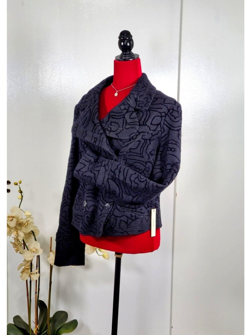 NWT Vertigo Paris Women's Black Wool Modern Day Pea Coat Size XL 1122 - Picture 3 of 13